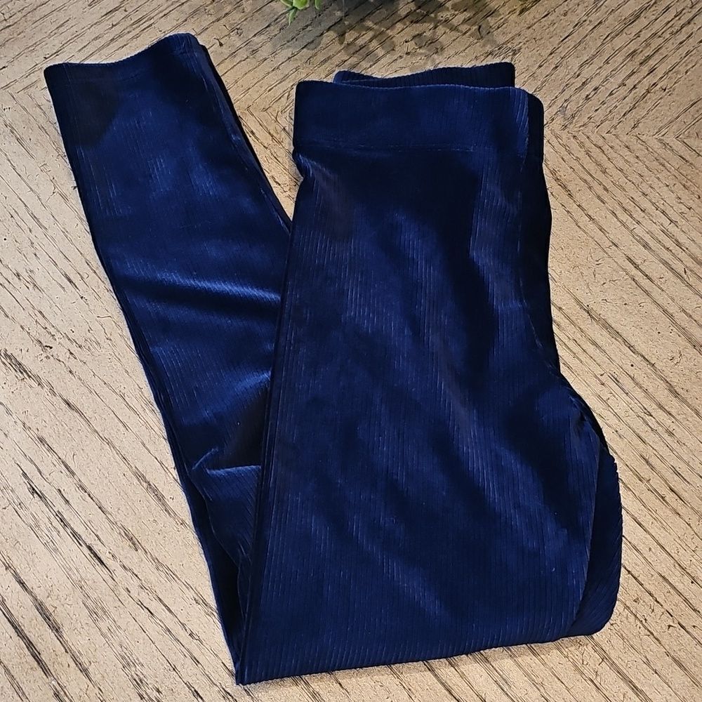 Girls Navy Blue Corduroy Suede Legging Size M - Picture 12 of 12